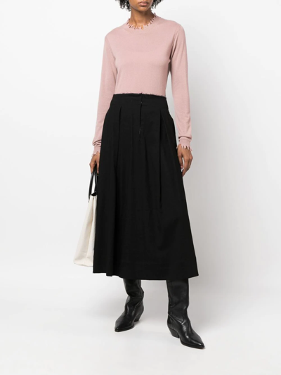Uma Wang Raw-edge Pleated Long Skirt In Black