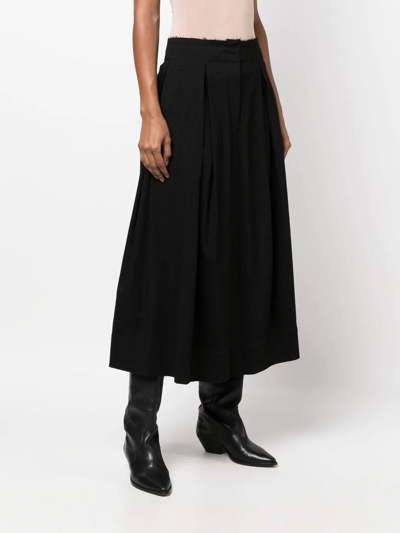 Uma Wang Raw-edge Pleated Long Skirt In Black