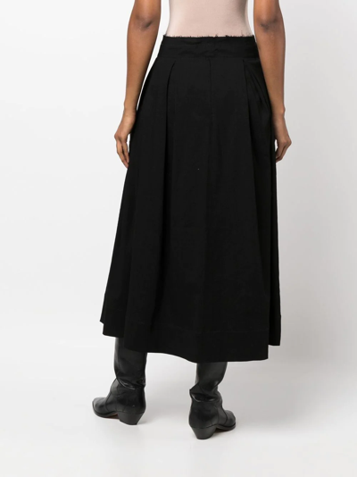 Uma Wang Raw-edge Pleated Long Skirt In Black