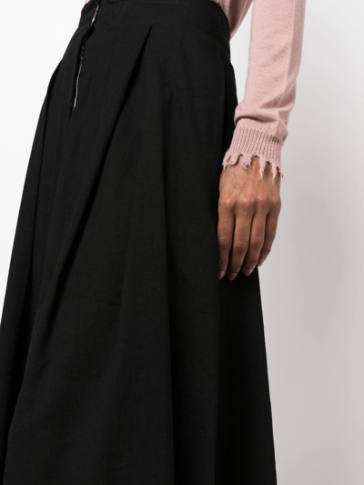 Uma Wang Raw-edge Pleated Long Skirt In Black