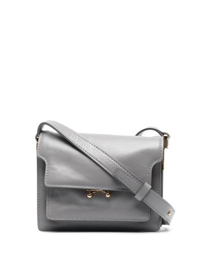 Shop Marni Trunk Leather Satchel Bag In Grey