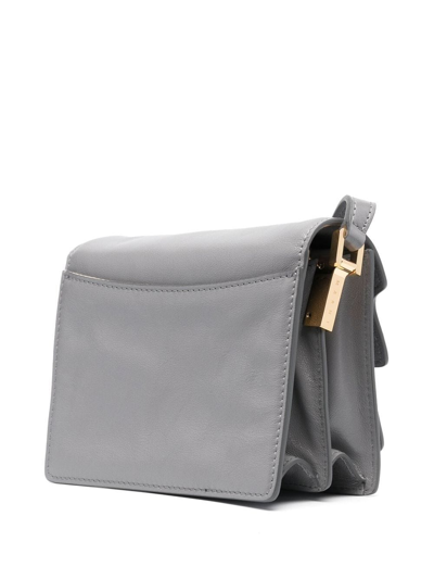 Shop Marni Trunk Leather Satchel Bag In Grey