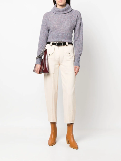 Iro Mélange Ribbed-knit Turtleneck Sweater In Purple