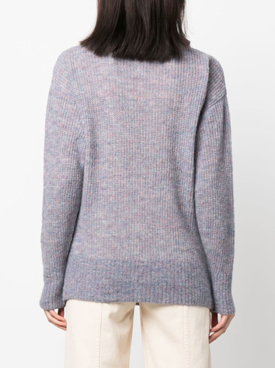 Iro Mélange Ribbed-knit Turtleneck Sweater In Purple