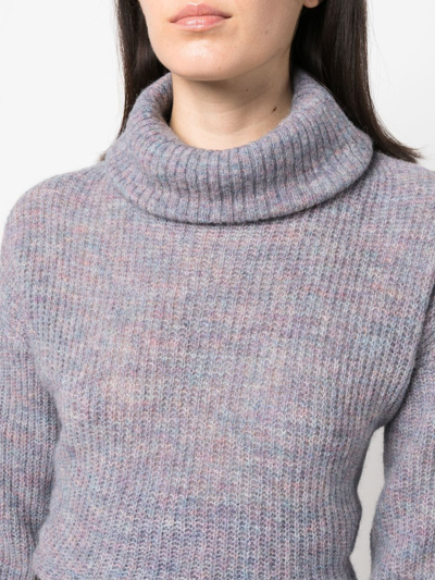 Iro Mélange Ribbed-knit Turtleneck Sweater In Purple