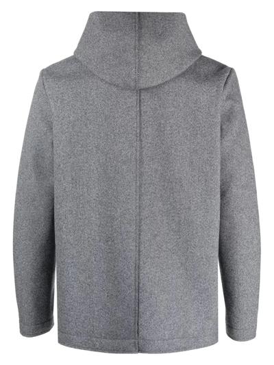 Shop Daniele Alessandrini Herringbone-pattern Hooded Jacket In Grey