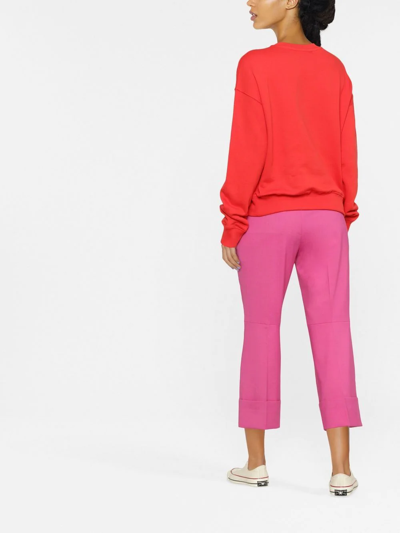 Shop Chiara Ferragni Embroidered-motif Long-sleeve Sweatshirt In Red