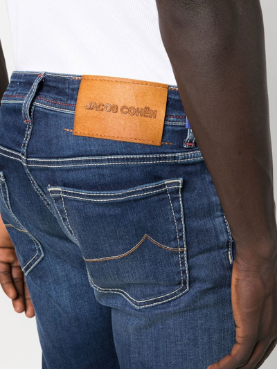 Jacob Cohen Straight-leg Contrast-stitch Jeans In Blue