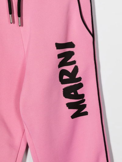 Shop Marni Logo-print Track Pants In Pink