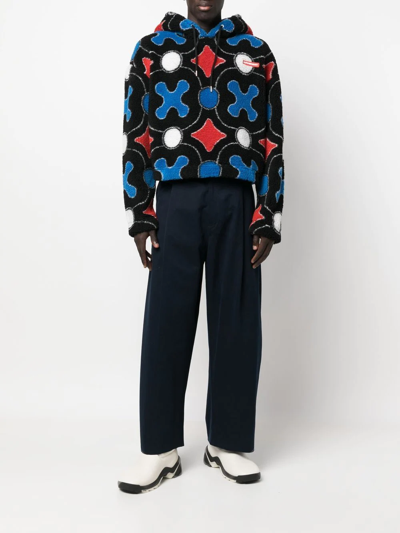 Studio Nicholson Sorte Cropped Cotton-twill Trousers In Blue