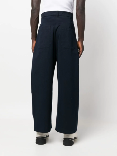 Studio Nicholson Sorte Cropped Cotton-twill Trousers In Blue