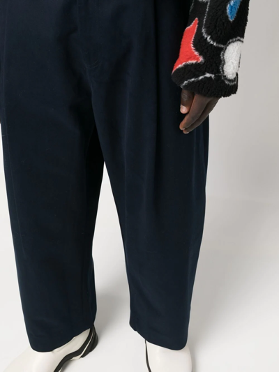 Studio Nicholson Sorte Cropped Cotton-twill Trousers In Blue