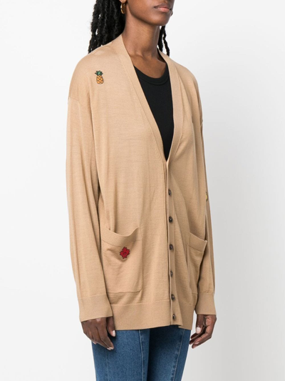 Shop Dsquared2 Patch-detail Knitted Cardigan In Neutrals