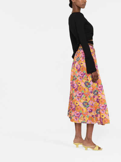 Shop Zimmermann Floral-print Skirt In Pink