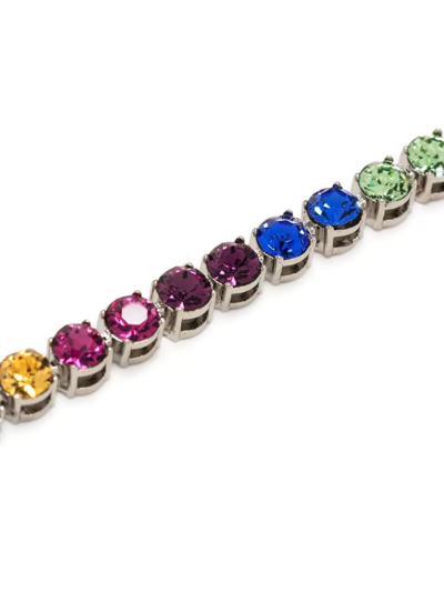 Shop Amina Muaddi Tennis Crystal-embellished Anklet In Rainbow Crystals & Silver Base
