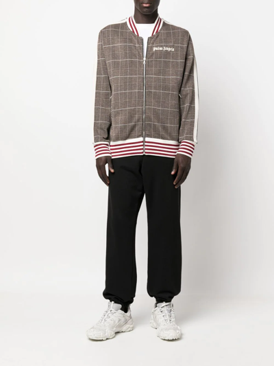 Palm Angels Track Bomber Jacket Brown/white In Brown