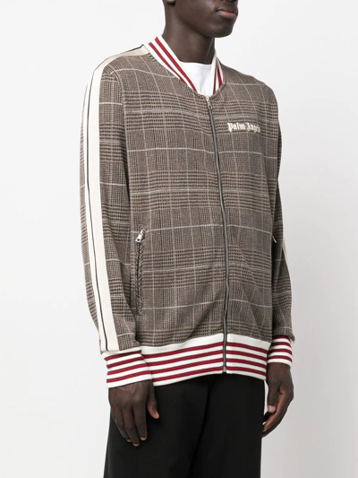 Shop Palm Angels Checked Bomber Jacket In Brown