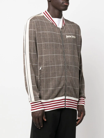 Palm Angels Track Bomber Jacket Brown/white In Brown
