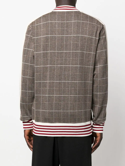 Shop Palm Angels Checked Bomber Jacket In Brown