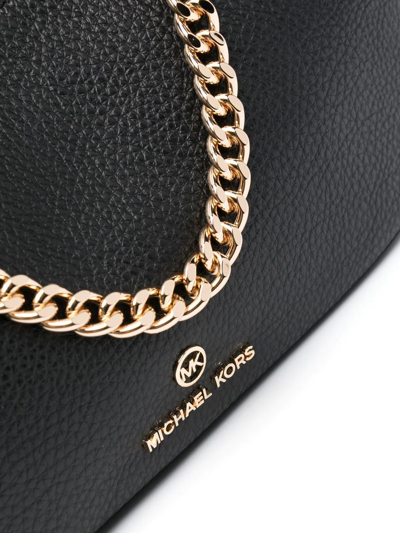 Shop Michael Michael Kors Chain-link Leather Shoulder Bag In Black
