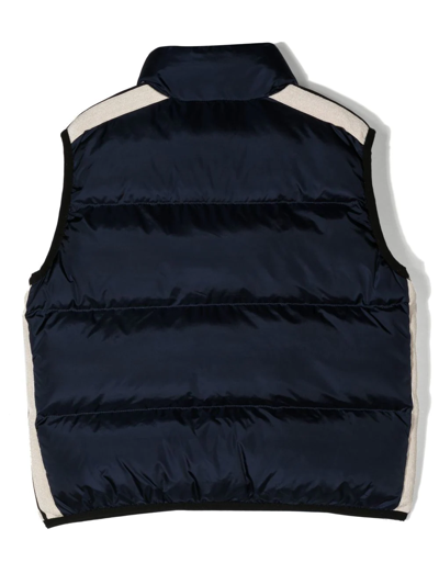 Shop Palm Angels Logo-print Padded Gilet In Blue