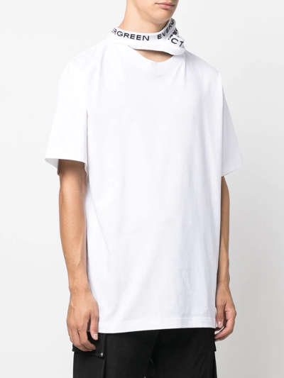Shop Y/project Asymmetric Logo-neck T-shirt In White