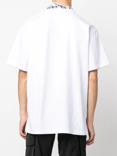 Shop Y/project Asymmetric Logo-neck T-shirt In White