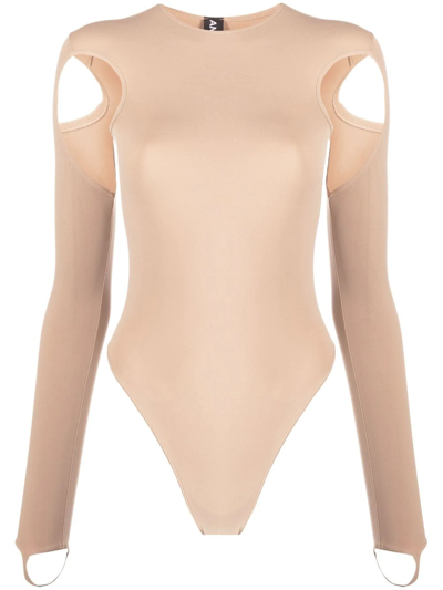 Andreädamo Sculpting Jersey Bodysuit W/cut Out In Nude | ModeSens