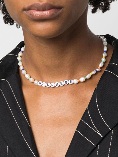Shop Sporty And Rich Wellness Pearl-bead Necklace In White