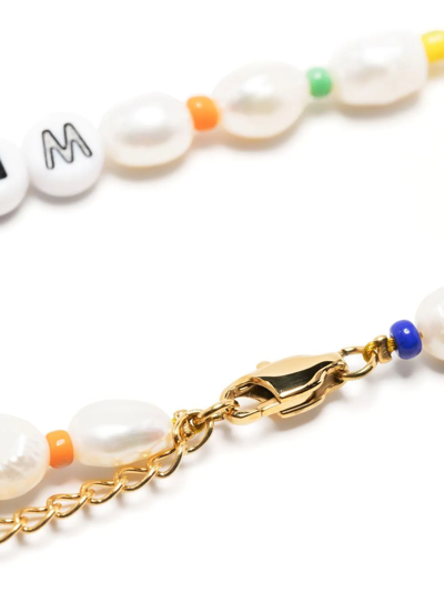 Shop Sporty And Rich Wellness Pearl-bead Necklace In White