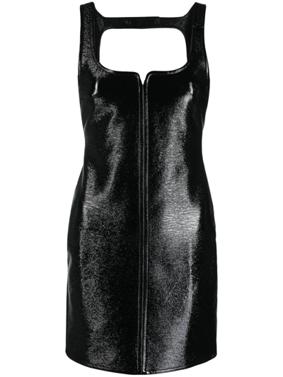 Shop Courrèges Faux-leather Sleeveless Mini Dress In Black