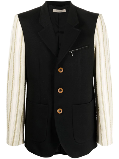 Wales Bonner Coltrane Mixed Media Tailored Jacket In Black | ModeSens