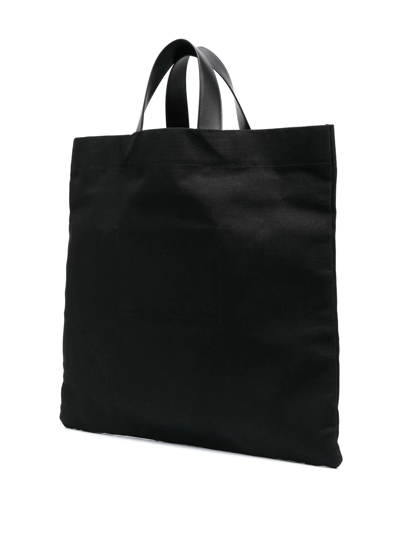 Jil Sander Black Canvas Shopping Bag In Black