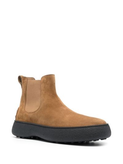 Tod's W.g. Suede Chelsea Boots In Brown
