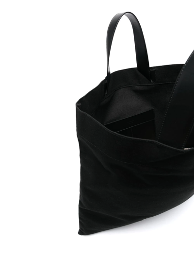 Jil Sander Black Canvas Shopping Bag In Black