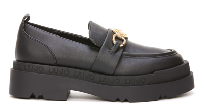 Shop Liu •jo Love Loafers In Black