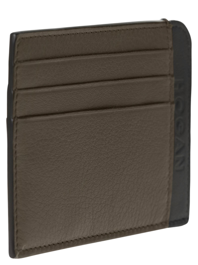 Hogan Leather Credit Card Case In Black/brown