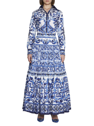Shop Dolce & Gabbana Skirt In Tris Maioliche F Bco