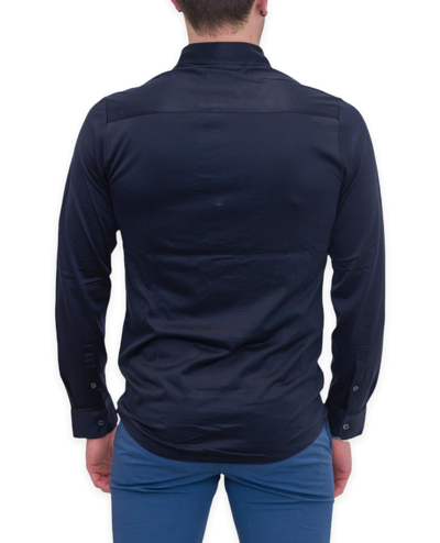 Shop Emporio Armani Curved Hem Buttoned Shirt In Blu