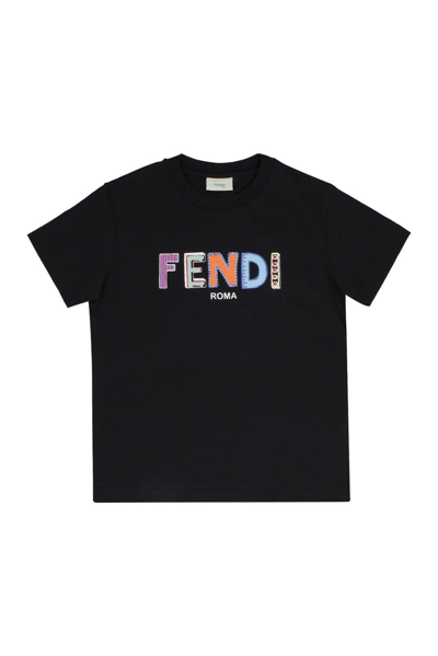 Shop Fendi Logo Printed Crewneck T-shirt