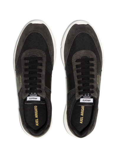 Shop Axel Arigato Black And White Genesis Sneakers In Calf Leather And Rubber With Gold-colored Logo Engraved On The S