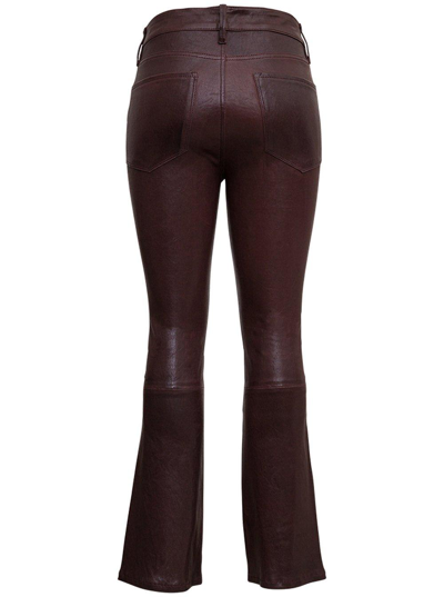 Shop Frame Le Crop Flared Leather Pants In Espr Moro