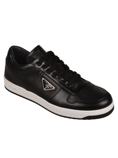 Shop Prada Logo Plaque Sided Sneakers In Black