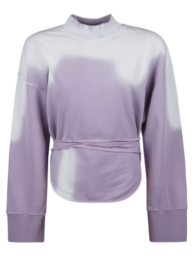 Shop Attico Tie-dye Tie-waist Sweatshirt In Lilac