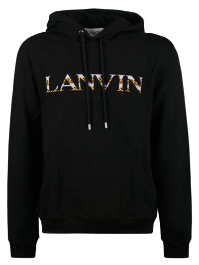 Shop Lanvin Logo Print Hoodie In Black