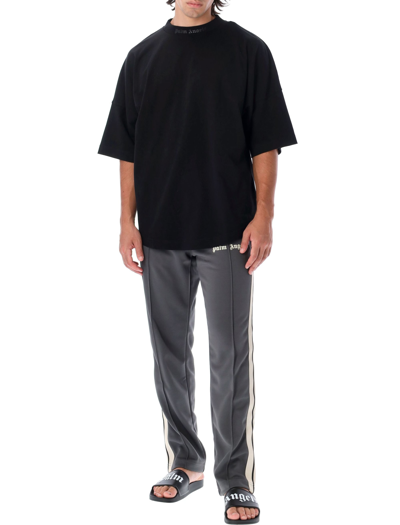 Shop Palm Angels Glitter Logo Classic Oversize T-shirt In Black