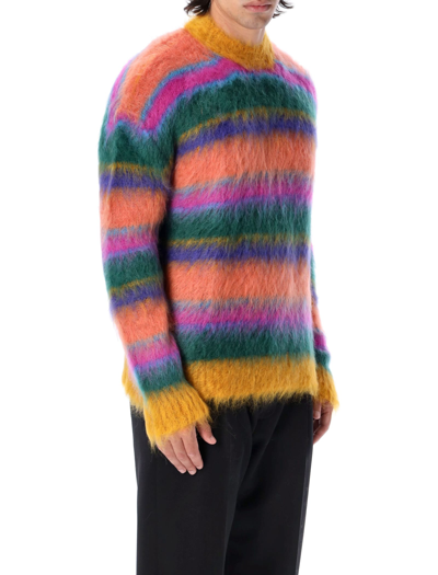 Shop Marni Mohair Striped Sweater In Multicolor