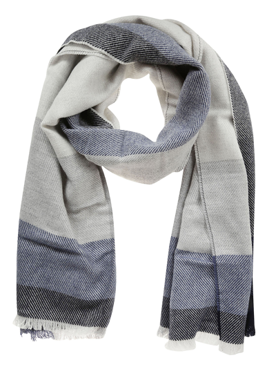 Shop Brunello Cucinelli Fringed Edge Printed Scarf In Blue