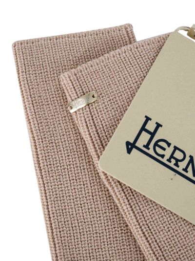 Shop Herno Wool Blend Knitted Gloves In Beige