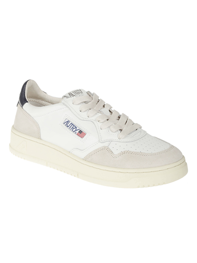 Shop Autry Logo Low Sneakers In White/blue